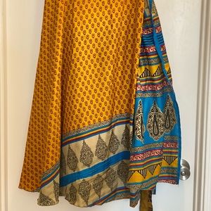 Darn good yarn- sari skirt. New with tags. Maxi wrap skirt.